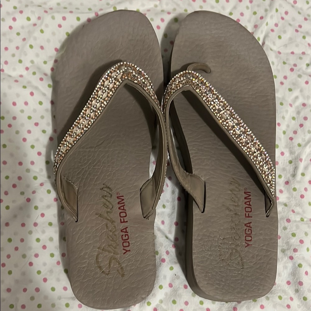 Skechers Tan Sandals with Sparkling Straps